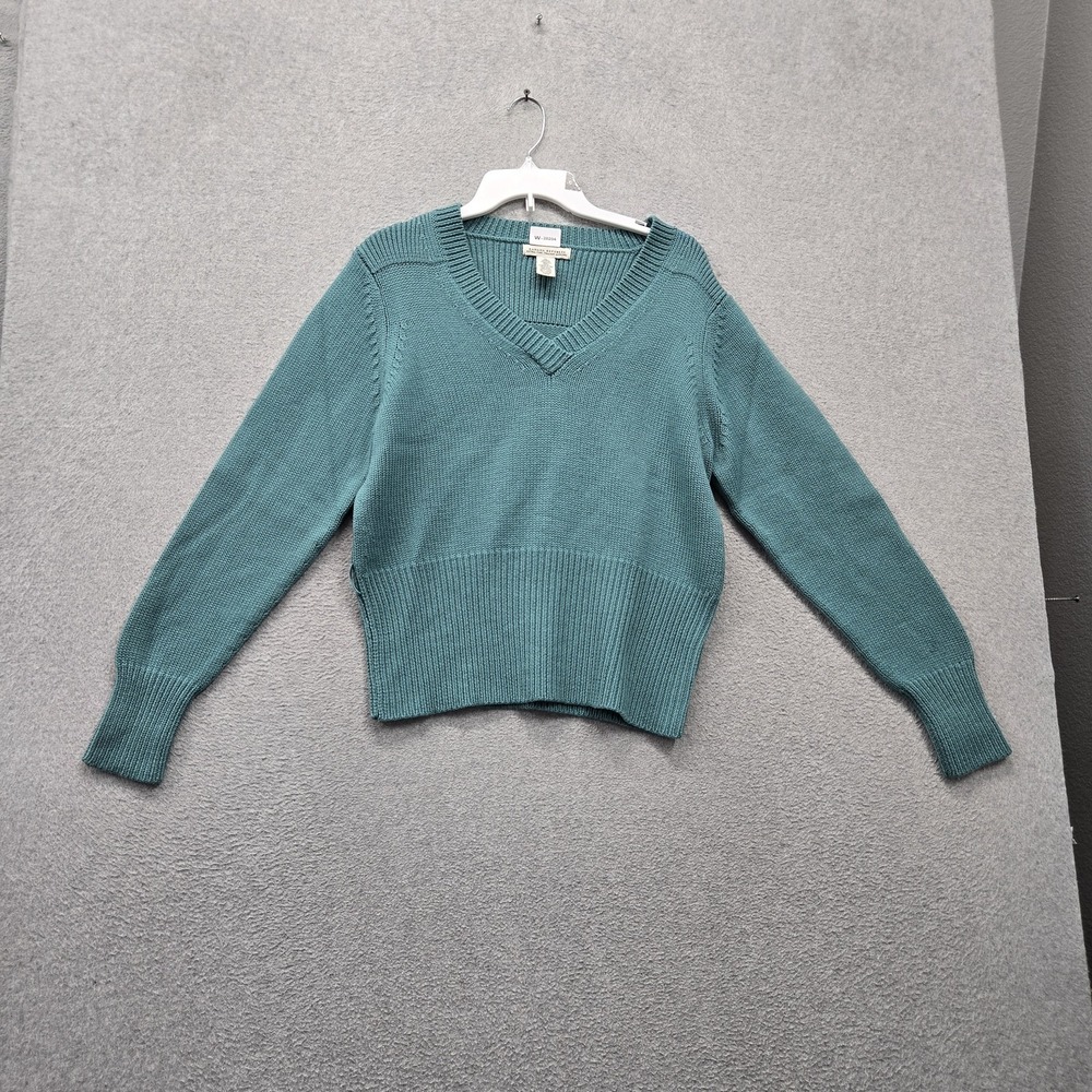 VINTAGE Banana Republic Women Sweater XL Blue Extra Fine Merino Wool Italian